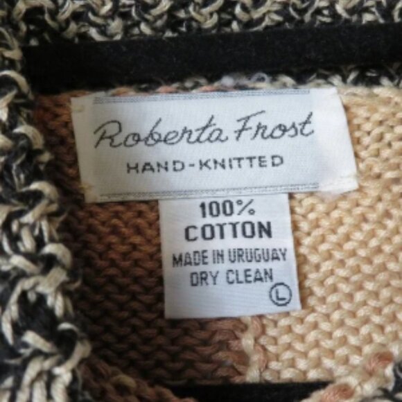 Roberta Frost Hand-Knitted Cotton‎ Patchwork Sweater Western Cowboycore Large - Picture 5 of 6
